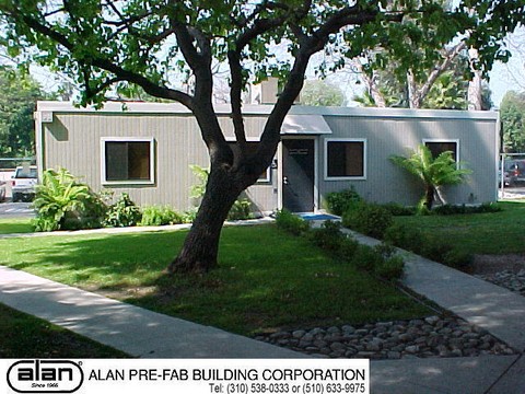 modular building on foundation, permanent modular building, prefab office on concrete foundation